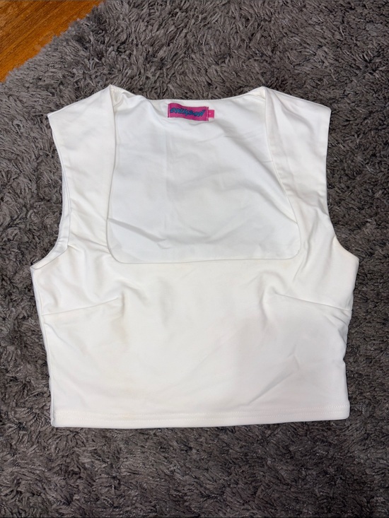 Edikted Tops - Edikted White Square-Neck Sleeveless Crop Top